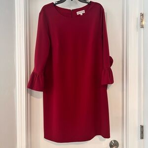 Elegant Cranberry Dress with Flared Sleeves